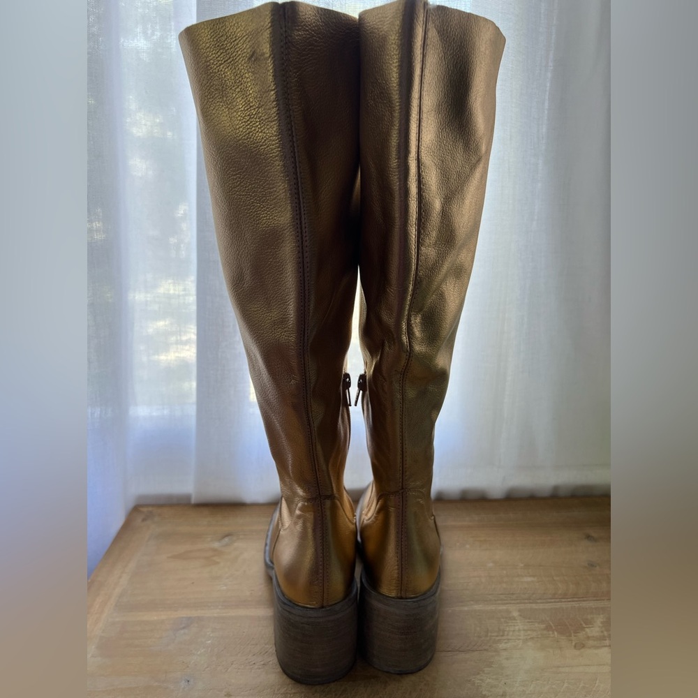 Free People Essential Tall Slouch Boots in Gold Size 36 New - Picture 5 of 12